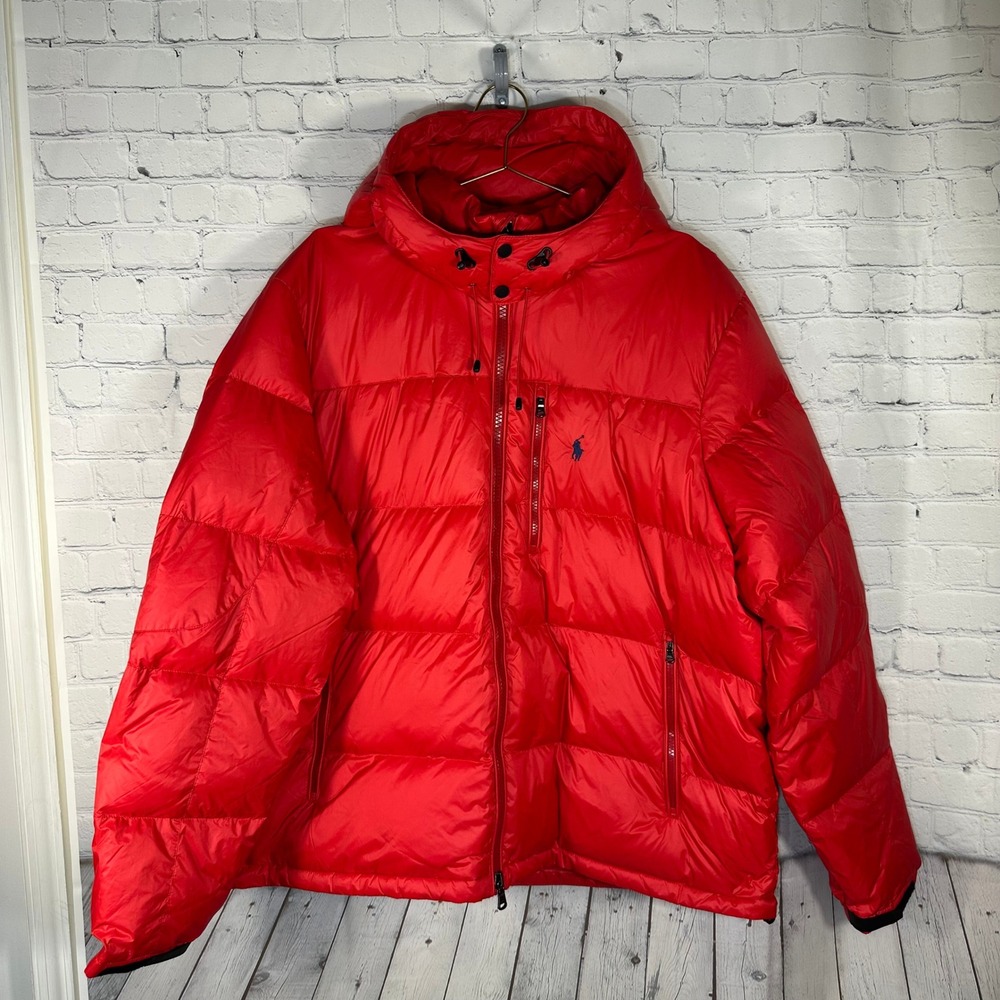 Polo Ralph Lauren Performance Red Puffer Jacket Hooded Mens 2XB Big & Tall